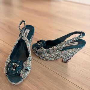 Moschino Women's Tweed Slingback Heels